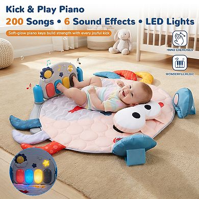YEVYO Baby Play Mat & Musical Activity Gym - Kick Piano with 200 Songs & Sensory Toys for Crawling
