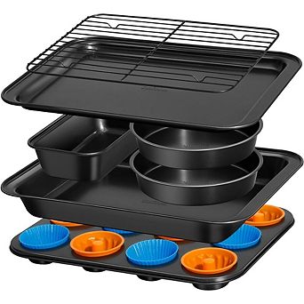 19 pc Nonstick Bakeware Set, Stackable Pans, Cookie, Cake, Loaf & Muffin Pans
