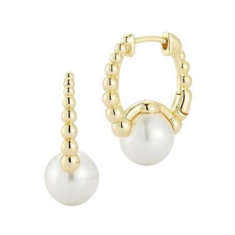 Everyday by Sunkissed Simulated Pearl Station Beaded Hoop Earrings