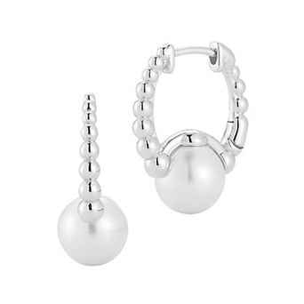 Everyday by Sunkissed Simulated Pearl Station Beaded Hoop Earrings