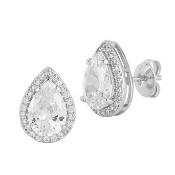 Everyday by Sunkissed Pear Cubic Zirconia Halo Stud Earrings