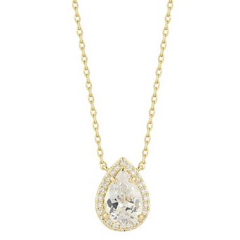 Everyday by Sunkissed Pear Cubic Zirconia Halo Pendant Necklace