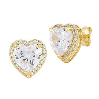 Everyday by Sunkissed Heart Cubic Zirconia Halo Stud Earrings