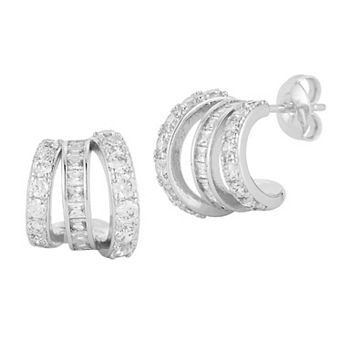 Everyday by Sunkissed Cubic Zirconia Tri Ring Hoop Earrings