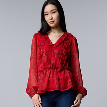 Women's Simply Vera Vera Wang Pleat Detail Printed Blouse