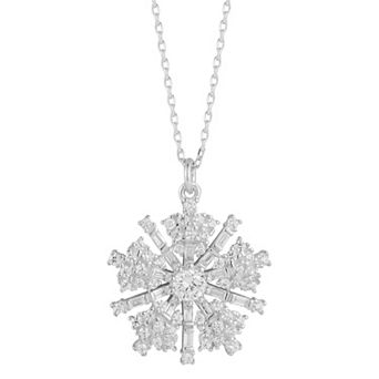 Sunkissed Sterling Cubic Zirconia Snowflake Pendant Necklace
