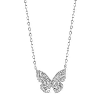 Sunkissed Sterling Cubic Zirconia Butterfly Pendant Necklace
