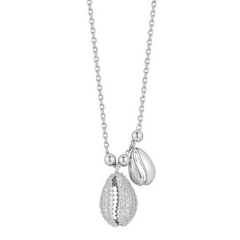 Sunkissed Sterling Cubic Zirconia Double Seashell Pendant Necklace