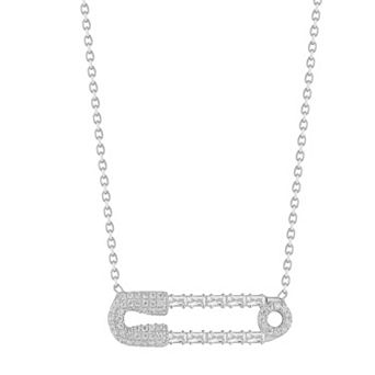 Sunkissed Sterling Cubic Zirconia Safety Pin Pendant Necklace