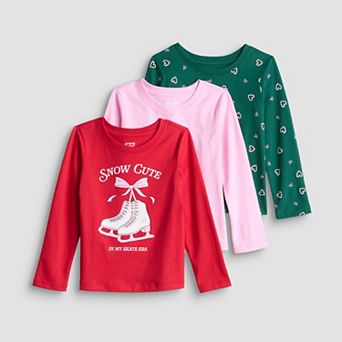 Baby & Toddler Girl Jumping Beans® Holiday 3-Pack Long Sleeve Tees