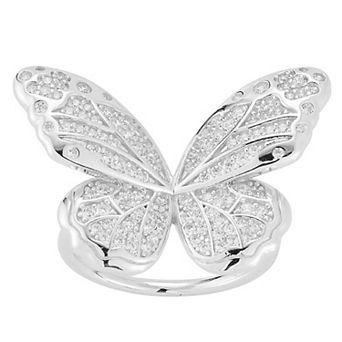 Sunkissed Sterling Cubic Zirconia Large Butterfly Ring