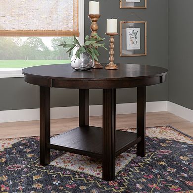 Linon Ingrid Round Dining Table with Shelf