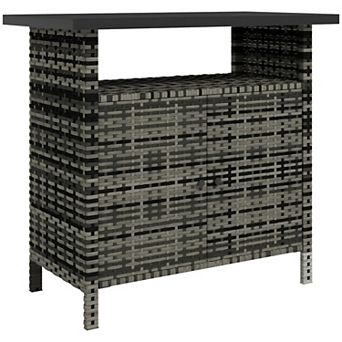 Poolside Storage Cabinet with Door, Open Shelf and Top Surface, Rattan Style