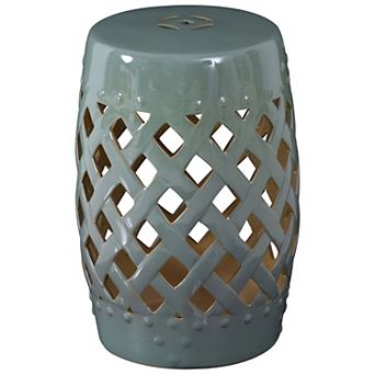 Indoor Outdoor Ceramic Garden Stool Patio Side Table Footrest or Seat Compact Round Design