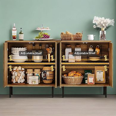 Sideboard Buffet Cabinet with 4 Adjustable Compartments for Dining, Living, or Kitchen
