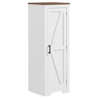Narrow Farmhouse Storage Cabinet with Barn Door, Small Space Entryway Organizer