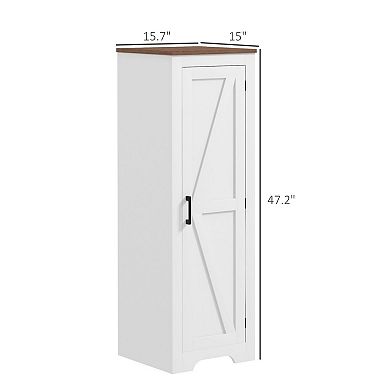 Narrow Farmhouse Storage Cabinet with Barn Door, Small Space Entryway Organizer
