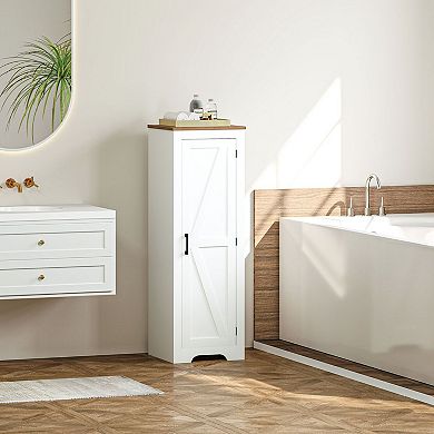 Narrow Farmhouse Storage Cabinet with Barn Door, Small Space Entryway Organizer