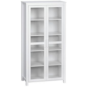Kitchen Pantry Cabinet with Glass Doors and Adjustable Shelves