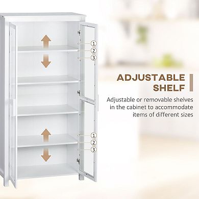 Kitchen Pantry Cabinet with Glass Doors and Adjustable Shelves