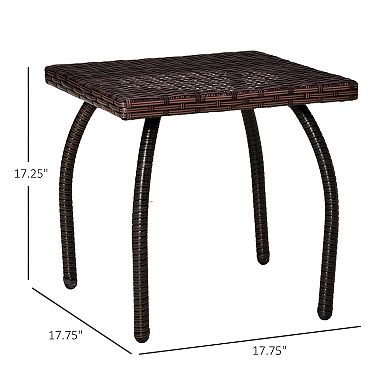 Outdoor Rattan End Table for Balcony, Porch or Poolside Seating Area