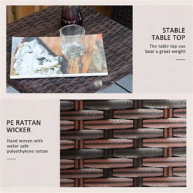 Outdoor Rattan End Table for Balcony, Porch or Poolside Seating Area