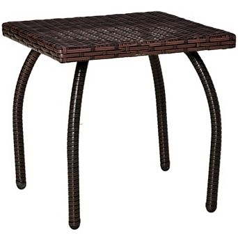 Outdoor Rattan End Table for Balcony, Porch or Poolside Seating Area