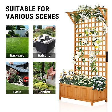 Metal Garden Planter with Trellis for Flowers, Vines and Vegetables