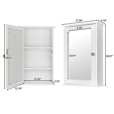 Space-Saving Wall Cabinet with Mirror and Magnetic Closure for Essentials