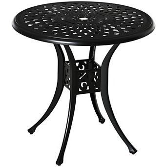 Weather-Resistant Outdoor Bistro Table with Adjustable Legs and Umbrella Hole