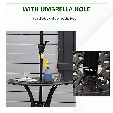 Weather-Resistant Outdoor Bistro Table with Adjustable Legs and Umbrella Hole