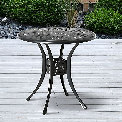 Weather-Resistant Outdoor Bistro Table with Adjustable Legs and Umbrella Hole
