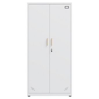 Steel Metal Storage Cabinet with Lock, Two Doors, and 4 Adjustable Shelves