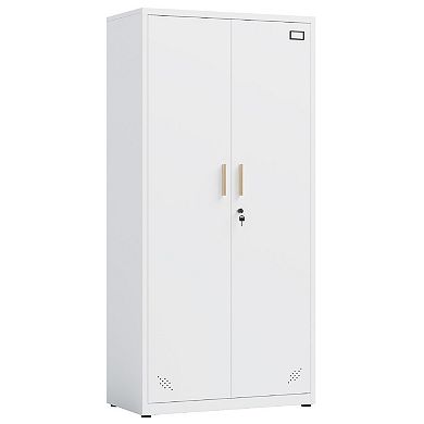 Steel Metal Storage Cabinet with Lock, Two Doors, and 4 Adjustable Shelves