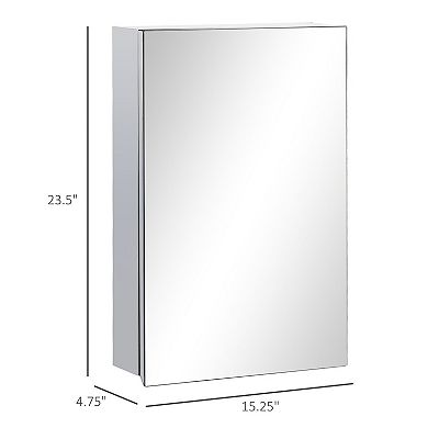 3 Tier Bathroom Storage Cabinet with Mirror Door, Wall Mounted Stainless Steel