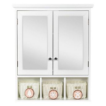 Wall-Mounted Bathroom Cabinet with Two Mirrors and Holiday Storage Baskets
