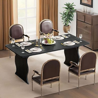 Modern Rectangular Dining Table MDF Top Seats 4-6 Kitchen or Dining Room