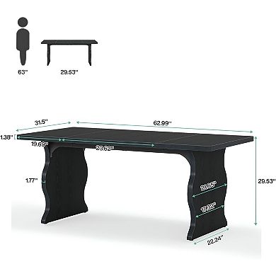 Modern Rectangular Dining Table MDF Top Seats 4-6 Kitchen or Dining Room