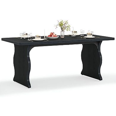 Modern Rectangular Dining Table MDF Top Seats 4-6 Kitchen or Dining Room