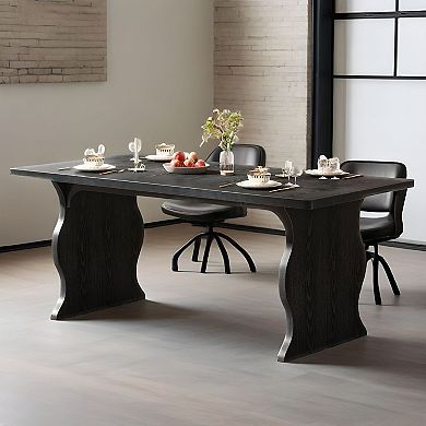 Modern Rectangular Dining Table MDF Top Seats 4-6 Kitchen or Dining Room