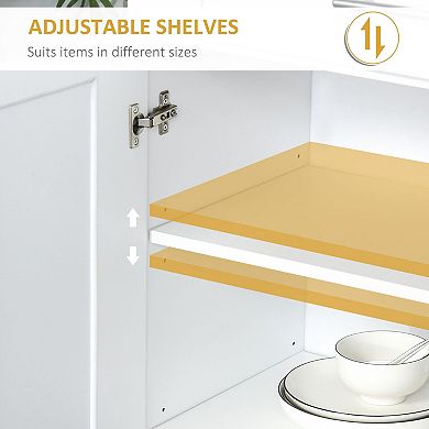 Tall Pantry Storage Cabinet with Doors, Drawer and 3 Adjustable Shelves