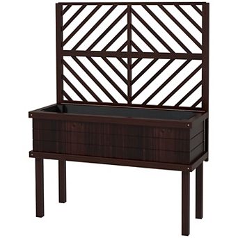 Raised Garden Bed with Back Trellis for Vegetables, Flowers, and Climbing Vines