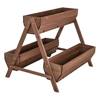 3 tier Large Vertical Wooden Outdoor Raised Garden Bed Planter for Patio or Backyard