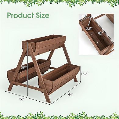 3-Tier Large Vertical Wooden Outdoor Raised Garden Bed Planter for Patio or Backyard