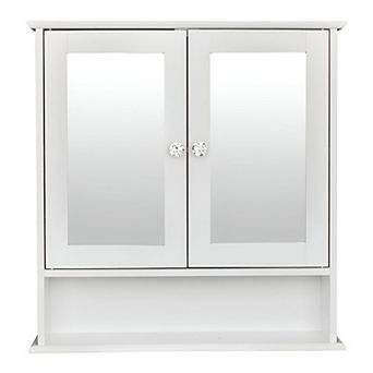 Wall-Mounted Bathroom Cabinet with Mirror Front and Double Doors for Toiletries