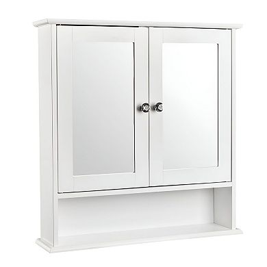 Wall-Mounted Bathroom Cabinet with Mirror Front and Double Doors for Toiletries