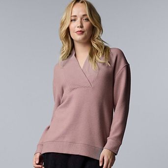 Women's Simply Vera Vera Wang Ottoman Shawl V-Neck Long Sleeve Shirt