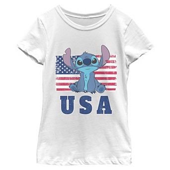 Girls 7-16 Disney's Stitch USA Flag Graphic Tee