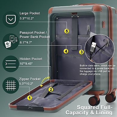 Whisen 5-Piece ABS Luggage Set with Duffel, Toiletry Bag, USB Port & Expandable Space
