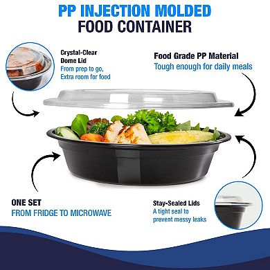 Meal Prep Containers W/Lids -Square Food Storage BPA-Free Stackable- 48oz